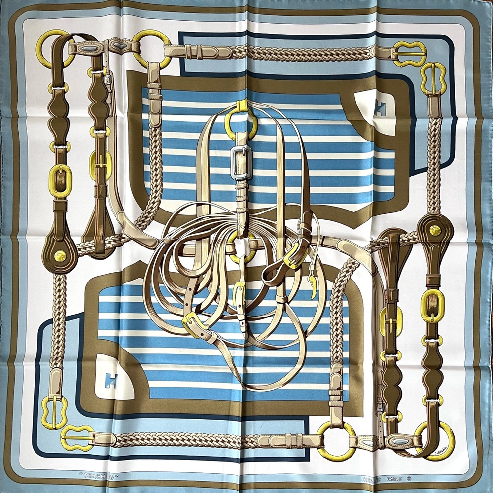 Hermes “coaching” silk scarf